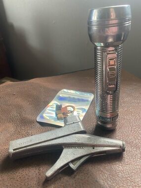 1950s-60s Stainless Steel Ray-o-vac Flashlight and Perfecting Die Cast Air Gun